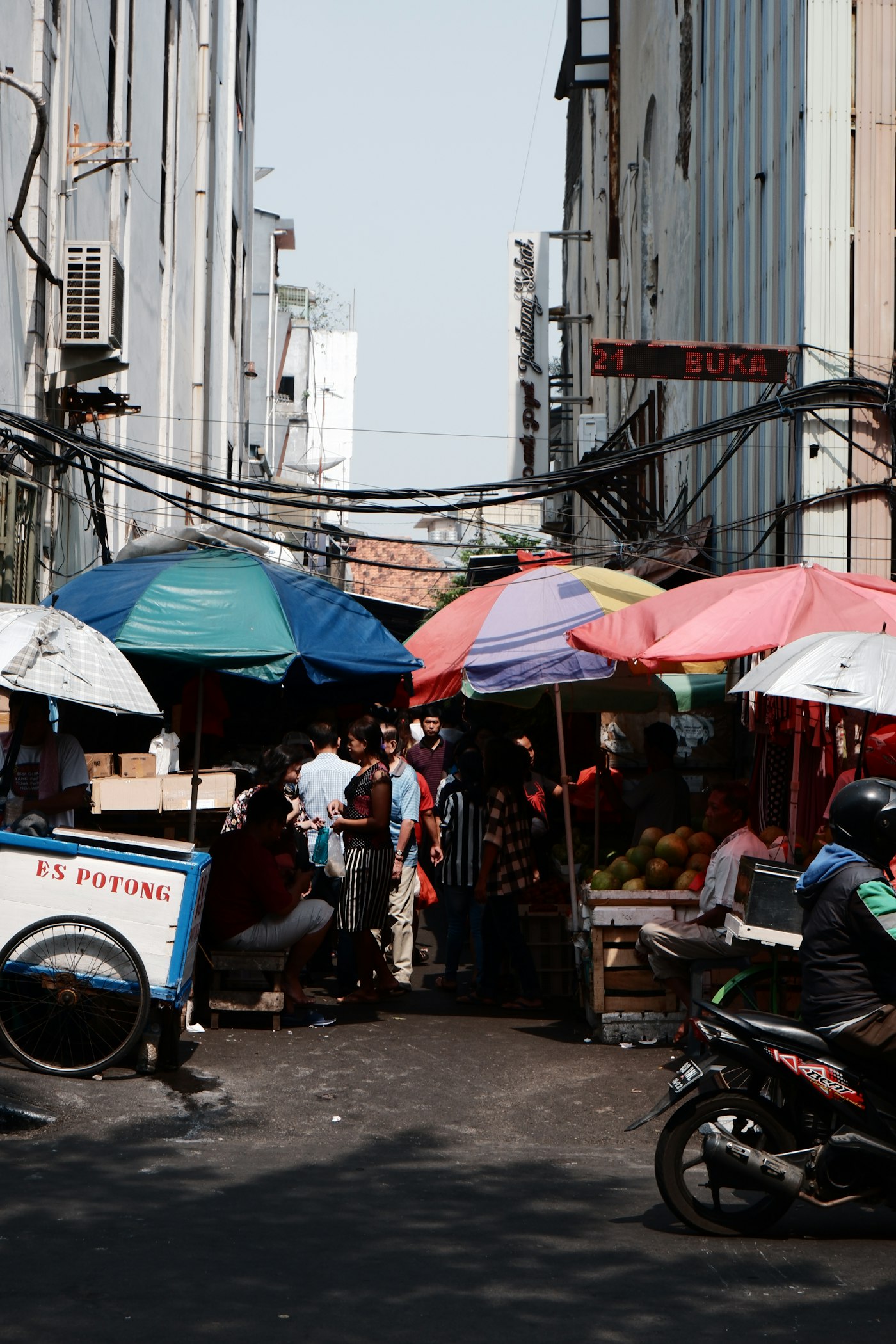 A busy street market in Jakarta